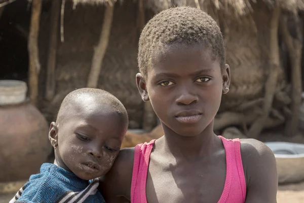 Ghana Accra January 2017 Portrait African Children Little Village Accra — Stock Photo, Image