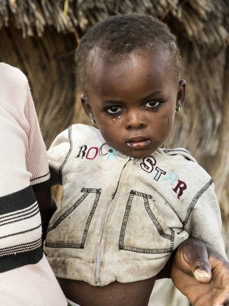 Ghana Accra Janvier 2017 Portrait Enfant Africain Dans Petit Village — Photo