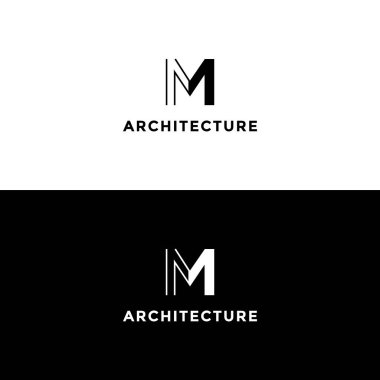 Minimalist tarzda monogram m harfi logo mimarisi
