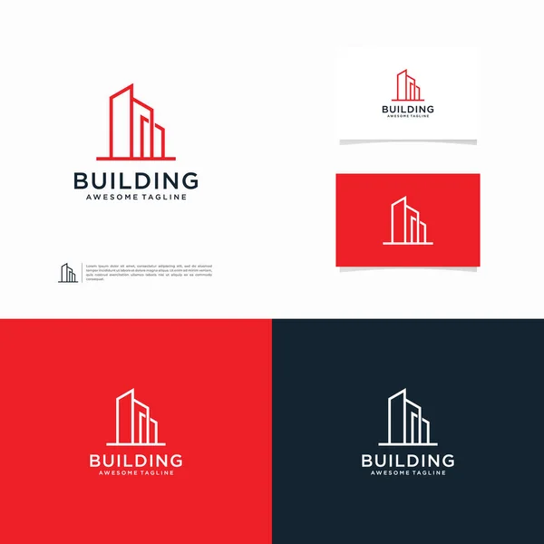 Logo Minimalista Edificio Moderno — Vettoriale Stock