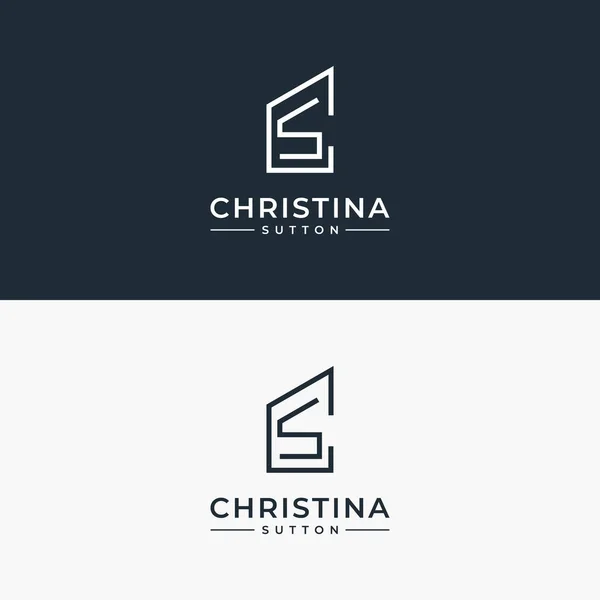 Lettere Iniziali Costruzione Logo Creativo Design — Vettoriale Stock