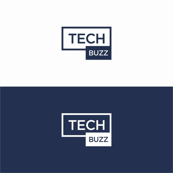 Techbuzz Palavra Quadrado Logotipo Design Quadro Quadrado Logotipo Vetor Forma —  Vetores de Stock