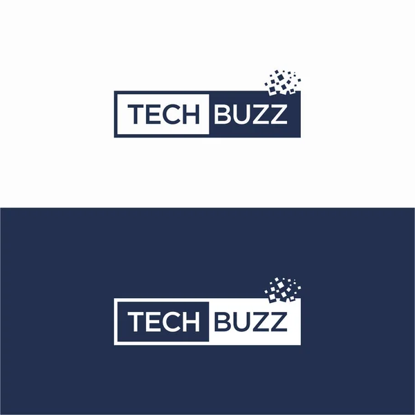 Techbuzz Palavra Quadrado Logotipo Design Quadro Quadrado Logotipo Vetor Forma —  Vetores de Stock