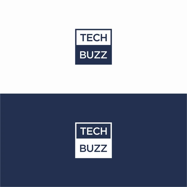 Techbuzz Palavra Quadrado Logotipo Design Quadro Quadrado Logotipo Vetor Forma —  Vetores de Stock