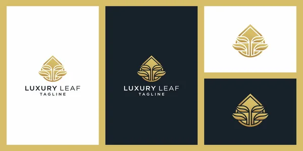 Luksusowe Logo Liści Elegancki Styl Projektowania Logo — Wektor stockowy