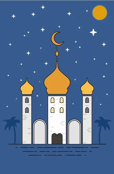 Мечеть исламского шейха. Приветствие Иду Мубараку. Векторная иллюстрация Рамадана Карима — стоковый вектор