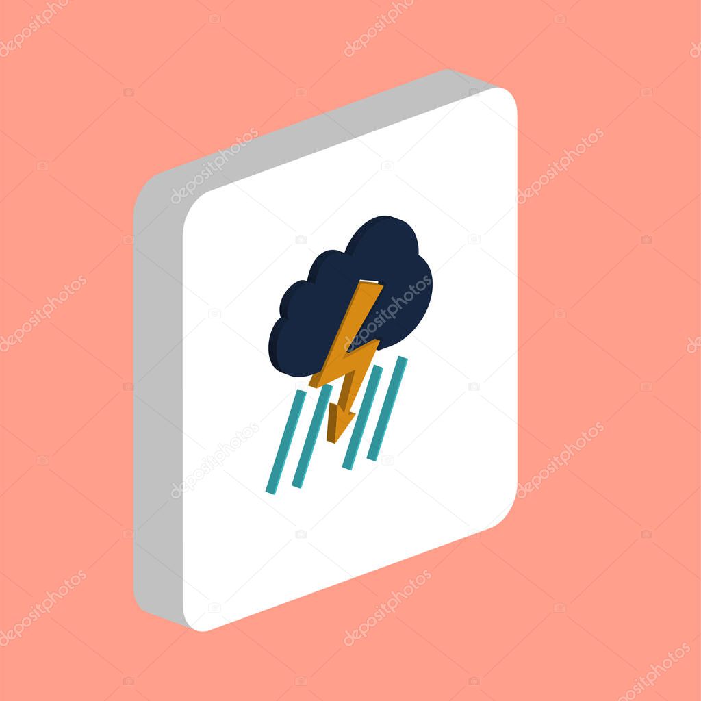 Thunderstorm Simple vector icon. Illustration symbol design template for web mobile UI element. Perfect color isometric pictogram on 3d white square. Thunderstorm icons for you business project