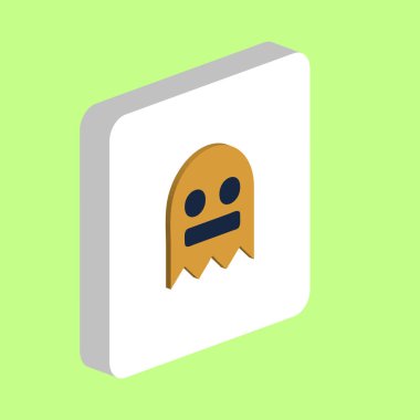 Hayalet, Fantom Basit vektör simgesi. Web mobil UI ögesi için resimleme sembolü tasarım şablonu. 3D beyaz karede mükemmel renk izometrik piktogram. Ghost, iş projesi için Hayalet simgeleri