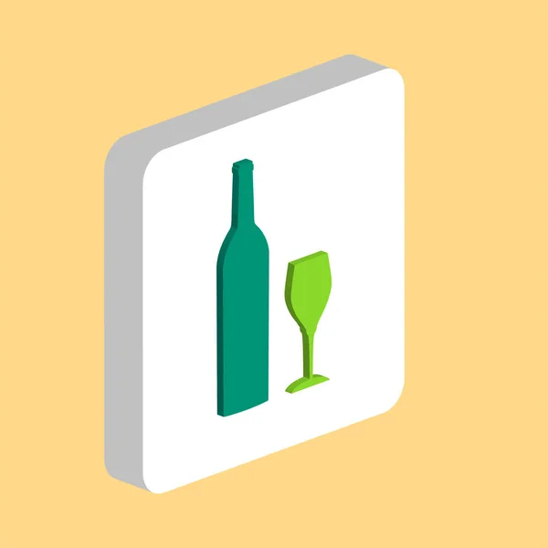 瓶子和玻璃瓶简单矢量图标 Web移动Ui元素的说明性符号设计模板 3D白色正方形上完美的等色象形文字 业务项目的瓶子和玻璃杯图标 — 图库矢量图片