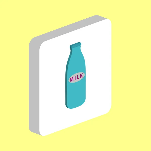奶瓶简单矢量图标 Web移动Ui元素的说明性符号设计模板 3D白色正方形上完美的等色象形文字 商业项目用奶瓶图标 — 图库矢量图片