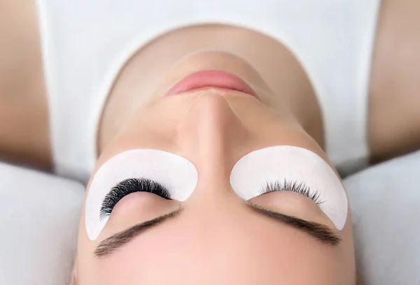 Eyelash Extension Procedure Beauty Model Perfect Fresh Skin Long Eyelashes — Stock Photo, Image
