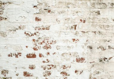 Eski ortaçağ beton tuğla kale beyaz duvarı. Doku grunge arkaplanı.