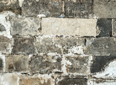 Eski ortaçağ tuğla gri duvar dokusu grunge arkaplan.