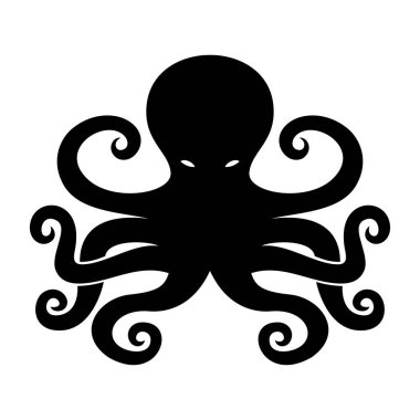 ahtapot silueti tasarımı. sualtı hayvan sembolü.