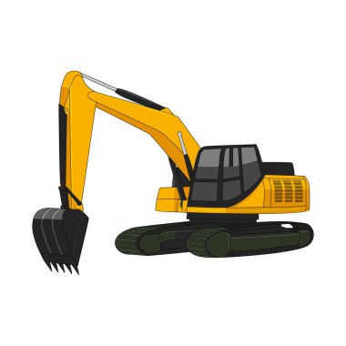 Kazıcı çizgi film tasarımı. inşaat ekipmanları.