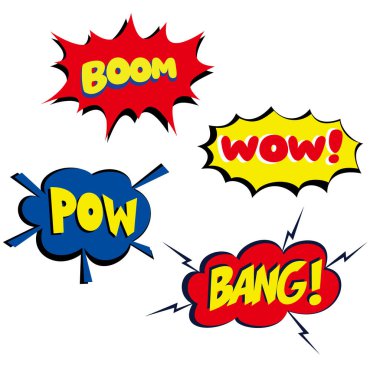 İfade komik balon tasarımı. boom, bang, pow, wow.