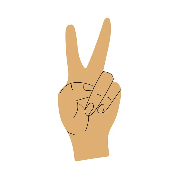 Hand Showing Gesture Symbol Peace Flat Vector Illustration Isolated White — Stock Vector
