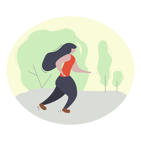 Woman Running Alone Social Distance — Stock Vector