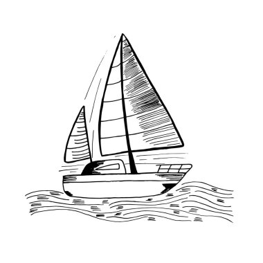 El yapımı yelkenli yat, tekne. Deniz yoluyla seyahat kavramı.