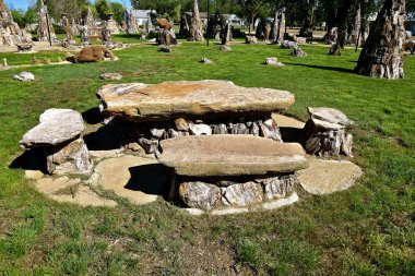 Lemmon, Güney Dakota, 24 Mayıs 2018: taşlaşmış ağaç yapılı--dan 1930-1932 yılında Lemmon, Park, turistik şehir merkezinde bir bütün şehir bloğunu merkezinde doldurur..