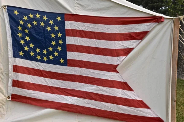 Uma Bandeira Única Era Guerra Civil Dos Eua Estrelas Com — Fotografia de Stock