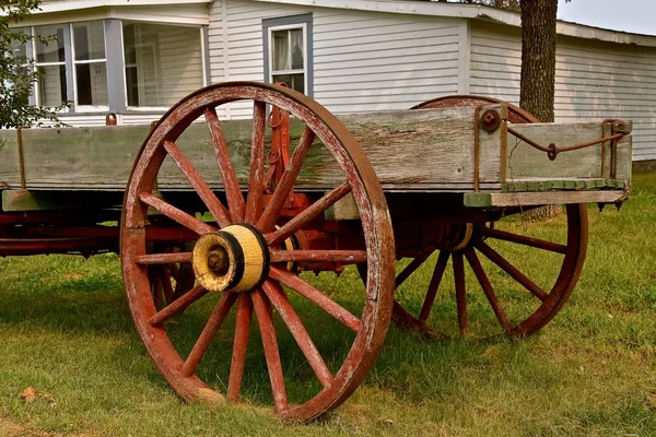 Vieux Chariot Bois Avec Des Roues Rayons Bois Utilisé Pour — Photo