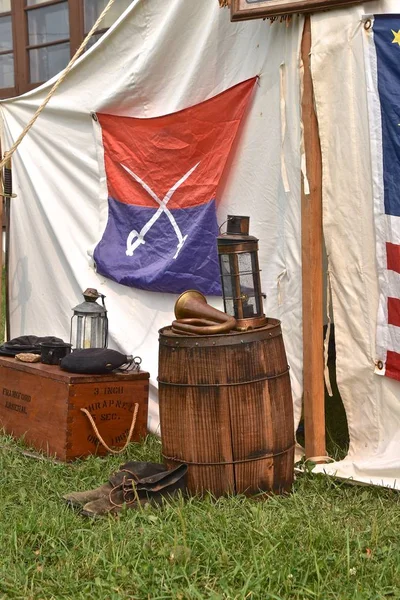 Unique Civil War Era Flag Banner Bayonet Front White Canvas — Stock Photo, Image