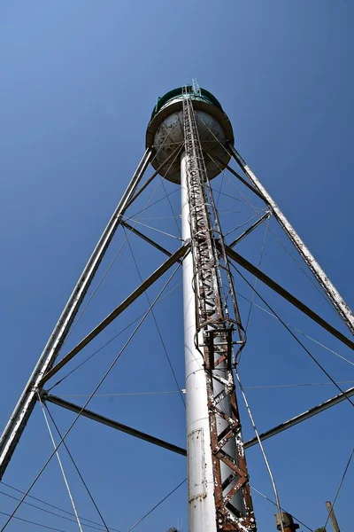 Old Town City Water Tower Rusty Ladder Cage — Stock Photo, Image
