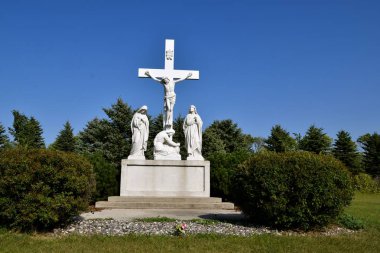 Sanborn, Kuzey Dakota, 21 Ağustos 2018: İsa'nın çarmıha germe heykeli bulunan ve Sanborn Kutsal Kalp mezarlığı Derneği tarafından işletilen. 