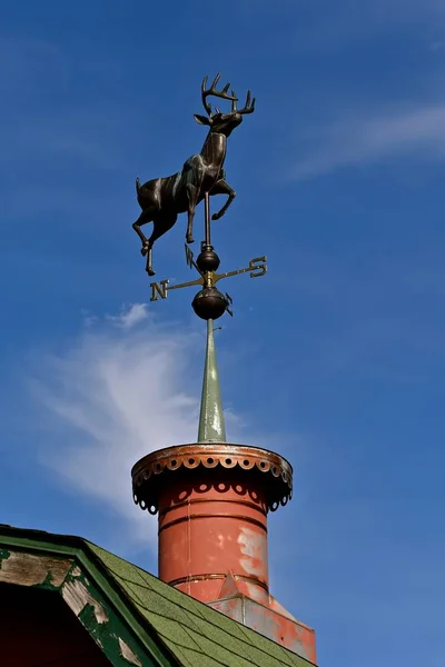 Eine Windfahne Mit Einem Einer Kuppel Verankerten Laufbock Ist Himmel — Stockfoto