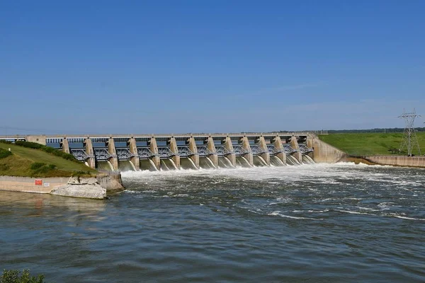 Une Vue Barrage Gavins Point Sur Rivière Missouri Près Yankton — Photo