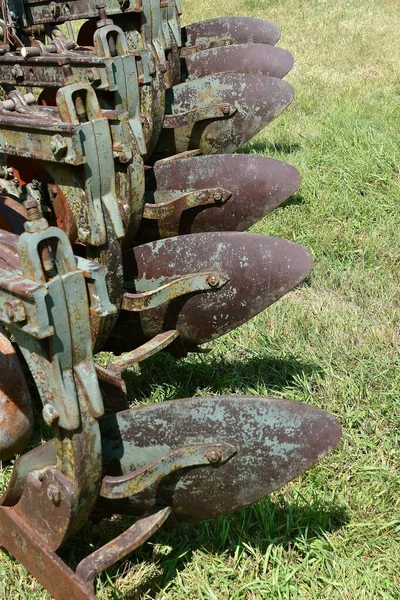 Old Bottom Plow Display Moldboards Back Side — Stock Photo, Image