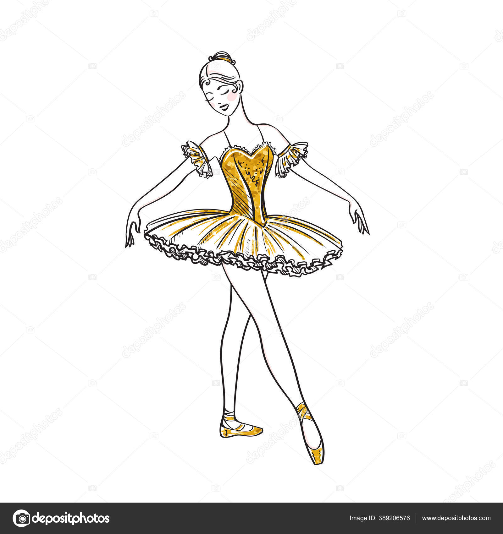 Silueta Bailarina Ballet Con Vestido Dorado Bailarina Realista Hermosa  Mujer Vector de stock por ©werij@mail.ru 389206576