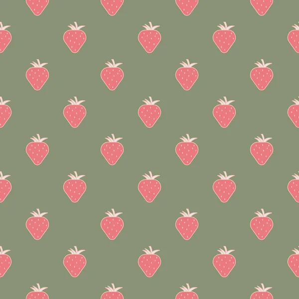 无缝线向量图案与简单的草莓图标 招贴画 面料食品图解 — 图库矢量图片