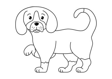 Boyama sayfası küçük köpek yavrusu. Vektör illüstrasyonu beyaz arkaplanda izole edildi