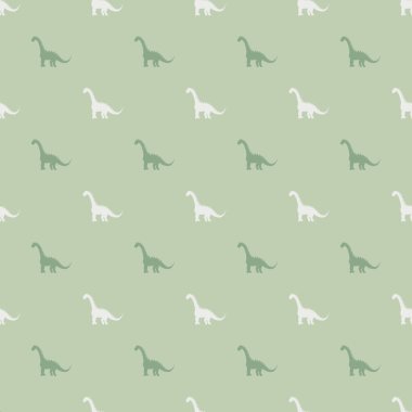 Dinozorların siluetlerinin kusursuz deseni. Kumaş, tekstil ve ambalaj için yaratıcı çocuksu arkaplan