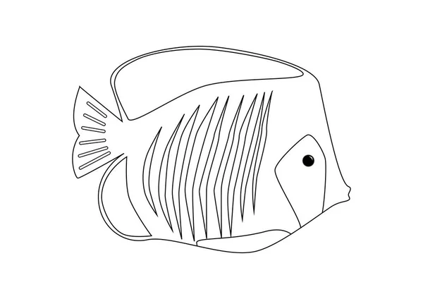 Coloriage Contour Poisson Tropical Illustration Vectorielle Livre Colorier Pour Les — Image vectorielle