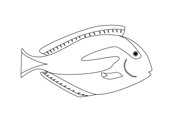 Раскрашивание Контура Тропической Рыбы Векторная Иллюстрация Раскраска Детских Дошкольных Занятий — стоковый вектор