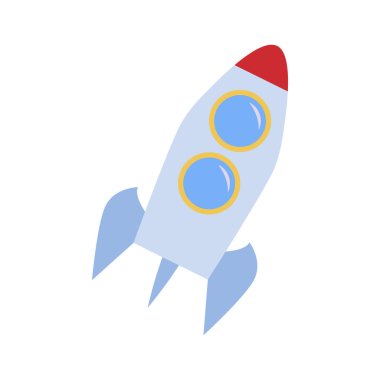 Çizgi film roket gemisi. Vektör illüstrasyonu beyaz arkaplanda izole edildi.