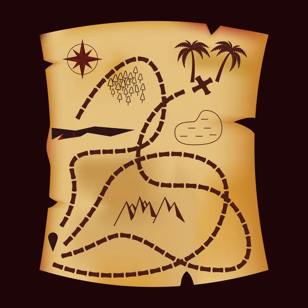 Mapa Tesouro Pirata Ilustração Estilo Retro Encontra Caminho Para Tesouro —  Vetores de Stock