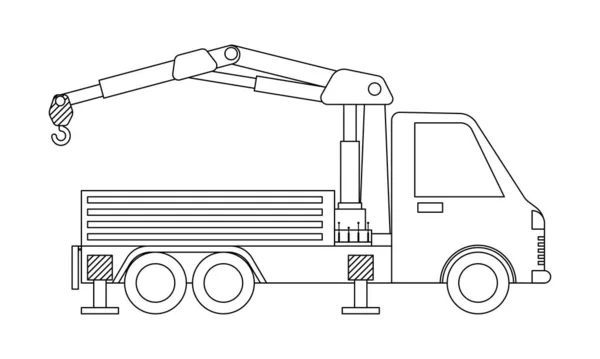 Grue Camion Contour Isolé Sur Fond Blanc Coloriage Illustration Vectorielle — Image vectorielle