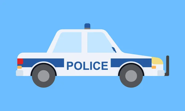 Police Car Flat Style Front View Isolated Blue Background Vector — Stock Vector