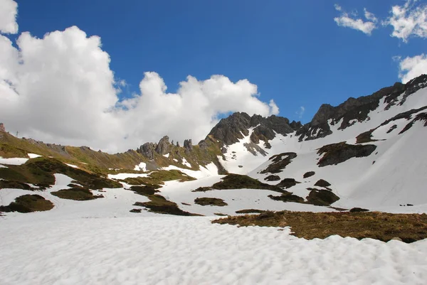雪で覆われたロッキー山脈斜面の風光明媚なビュー — ストック写真