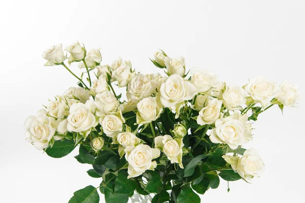 Tender Bouquet White Garden Roses White Background — Stock Photo, Image