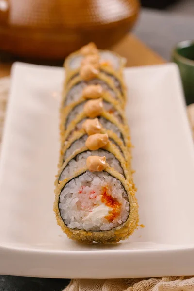 Japán Sushi Tekercs Ázsiai Hagyományos Sushi Szett — Stock Fotó