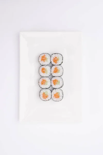 Traditional Japanese Sushi Rolls White Background — Stock Photo, Image