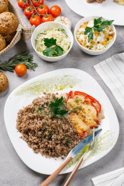 hizmet lezzetli ev yapımı yiyecek üstten görünüm