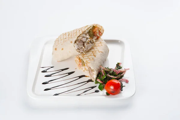 Turecki Shawarma Durum Tradycyjne Sish Kebab Wrap — Zdjęcie stockowe