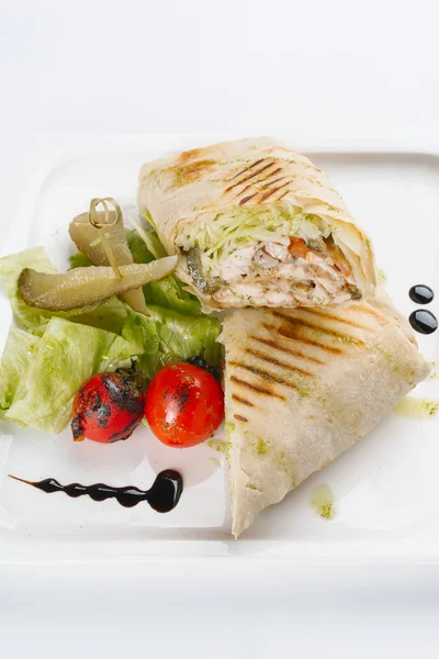 Turecki Shawarma Durum Tradycyjne Sish Kebab Wrap — Zdjęcie stockowe