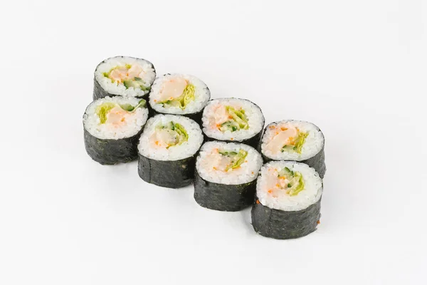 Traditionelle Japanische Sushi Rollen Auf Weißem Hintergrund — Stockfoto